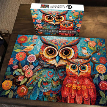 Chouette florale puzzle 1000 pièces